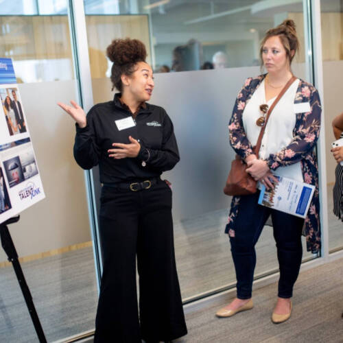 Student giving a presentation.